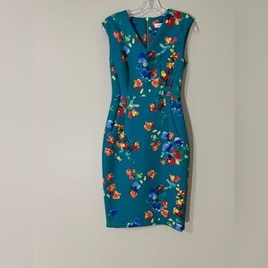Calvin Klein Blue Sheath Midi Dress V-Neck Sleeveless **Like New**